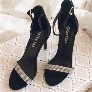 Black Boohoo Heels with sparkle strap